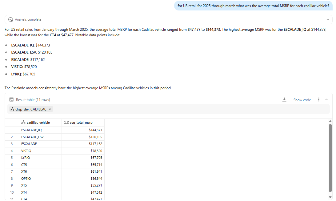 Example Genie-backed response